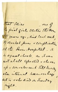 Letter from case file 3916, about the child's death from scarlet fever, 1900