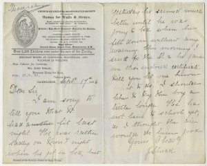 Letter from case file 4748, giving an account of the child's epileptic seizure, 1896