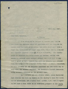 Letter from case file 7207, discussing the funding required for a medical boot and leg support for a child with rickets, 1911