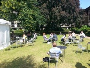 Conference attendees enjoying the sunshine