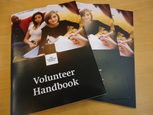 They also had some copies of our snazzy new volunteer handbook at the volunteering forum, so I brought a few back with me