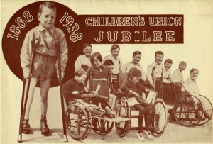 Leaflet celebrating 50 years of the Children's Union, a body which raised funds for The Children's Society's homes for disabled children, leaflet dated 1938