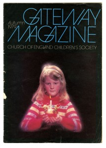 Cover of The Children's Society's Gateway magazine, Autumn 1979, showing a girl with a Christingle