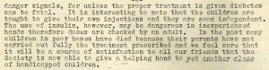 Extract from The Children's Society's 'Bulletin' October 1948, about the opening of St Monica's Home for Diabetic Children, Kingsdown, Kent