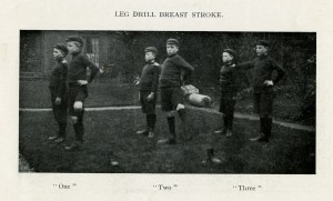 Photograph of boys learning to swim at St Mark's Home, Natland, Cumbria, 1914