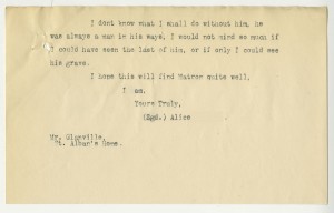 A letter from Alfred’s mother informing The Children’s Society of his death, 1926 (case number 20702)