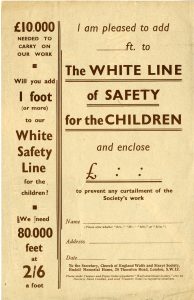 Donation form, the reverse of the fundraising flyer ‘The White Line of Safety for the Children’