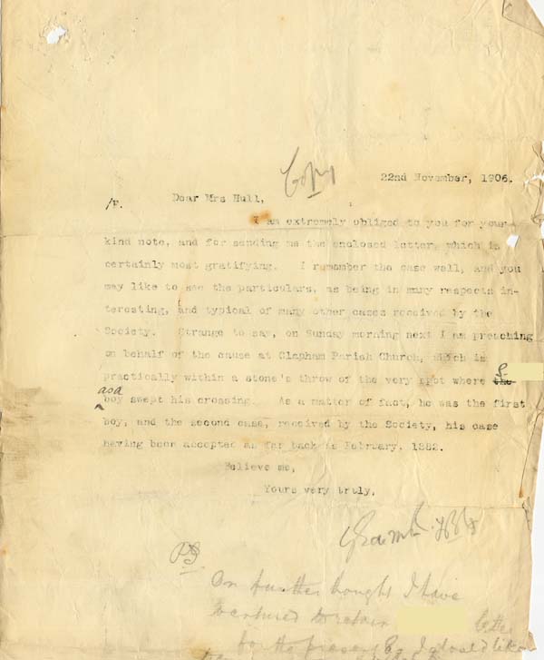 Large size image of Case 2 13. Letter to Mrs Hull  22 November 1906
 page 1
