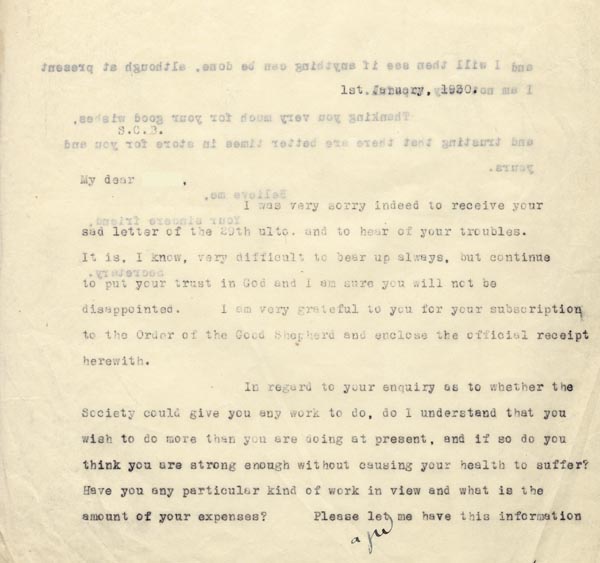 Large size image of Case 2 30. Letter to J.  1 January 1930
 page 1