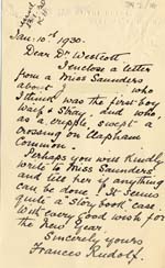 Image of Case 2 35. Letter to Revd Westcott  10 January 1930
 page 1