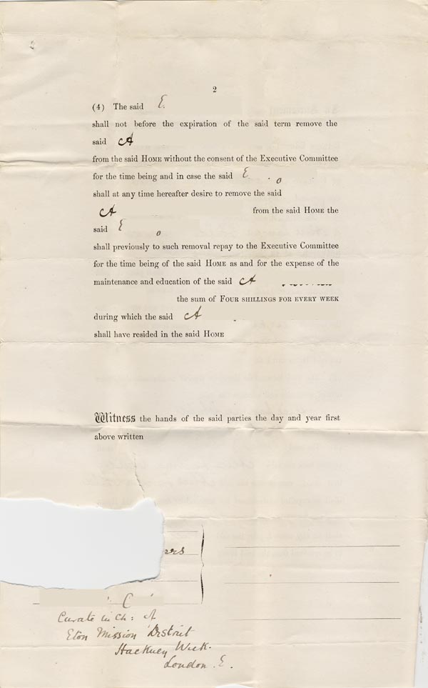 Large size image of Case 49 2. An agreement to place A. in the care of the Society  7 June 1882
 page 2