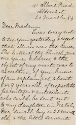 Image of Case 49 3. Letter from Mrs Ogilvie  20 March 1884
 page 1