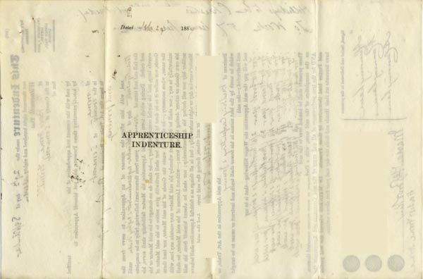 Large size image of Case 67 3. Apprenticeship indenture agreement 29 September 1887
 page 1