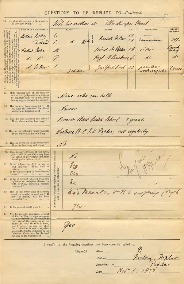 Large size image of Case 89 1. Application to Waifs and Strays' Society 6 November 1882
 page 2