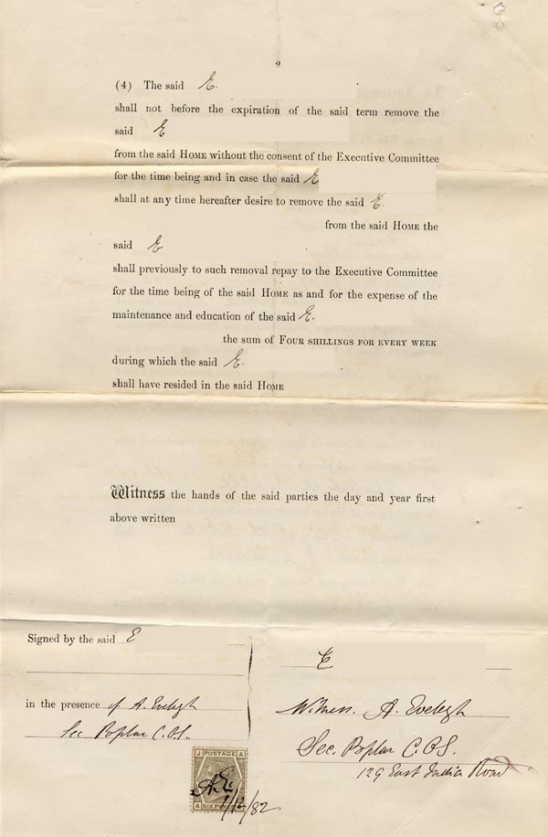 Large size image of Case 89 2. Agreement for E. to go into the Society's care 1 December 1882
 page 2