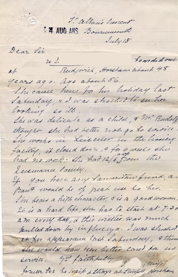 Large size image of Case 189 6. Letter from Miss J. 18 July 1931
 page 2
