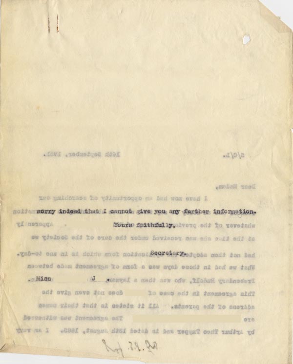 Large size image of Case 189 23. Letter from Miss J. 16 September 1931
 page 2