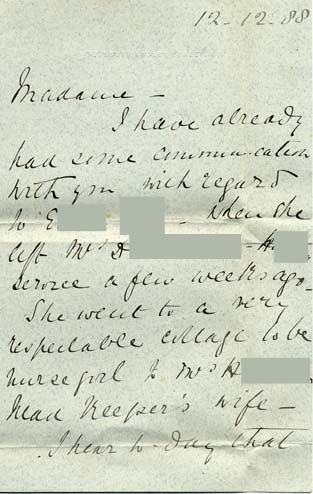 Large size image of Case 239 7. Letter about E., enclosed with above item  12 December 1888
 page 1