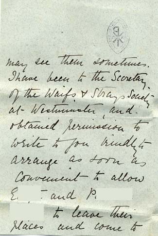Large size image of Case 476 2. Letter from Sister Marian of St  Andrew's Deaconess' House, Westbourne Park concerning the girls' mother's wish to have her daughters returned to London  23 October 1893
 page 2