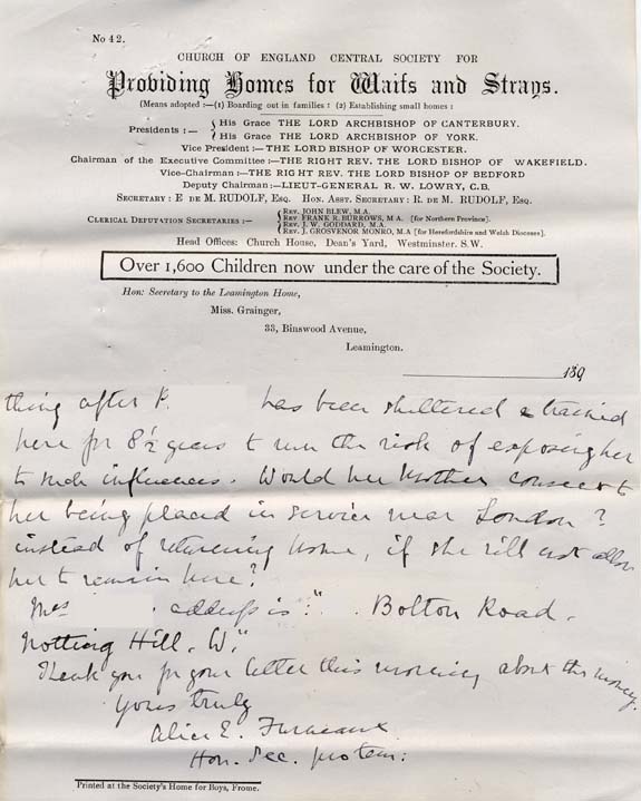 Large size image of Case 477 4. Letter from Alice Furneaux about the proposed removal of the girls to London  7 November 1893
 page 3