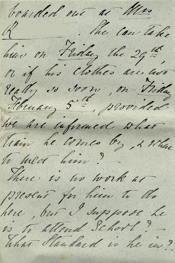 Large size image of Case 485 7. Letter from Ellen Teesdale about H. being boarded out  [2- January 1892]
 page 2