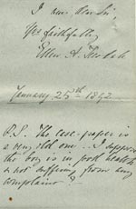 Image of Case 485 7. Letter from Ellen Teesdale about H. being boarded out  [2- January 1892]
 page 3
