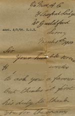 Image of Case 485 10. Letter from H. to Revd Edward Rudolf enquiring about his family  1 March 1900
 page 1