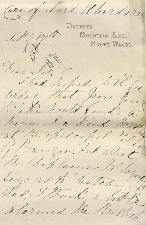 Large size image of Case 517 16. Letter from Miss M.S. Bruce  15 February 1889
 page 1