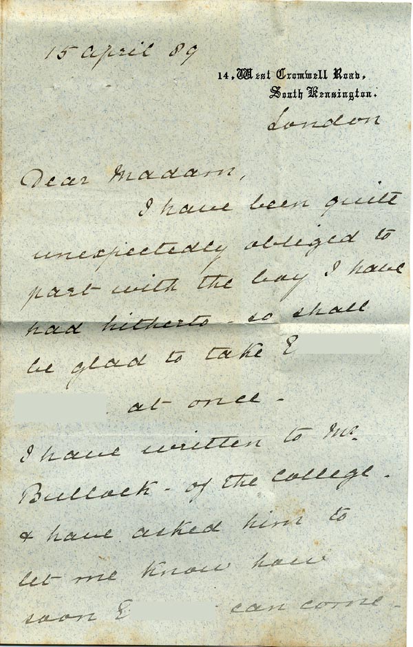 Large size image of Case 517 18. Letter from Emily Jackson  15 April 1889
 page 1
