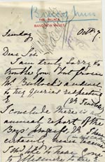 Image of Case 517 11. Letter from Miss M.S. Bruce  7 October 1888
 page 1