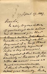 Image of Case 517 20. Letter from John Bullock  17 April 1889
 page 1