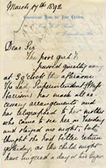 Image of Case 542 13. Letter from the Convalescent Home about F's death  17 March 1892
 page 1