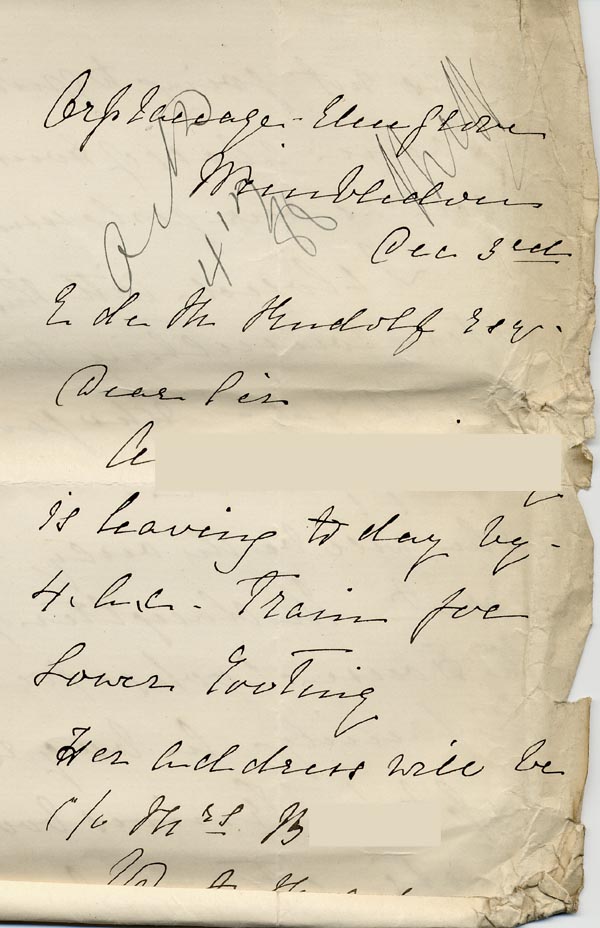 Large size image of Case 795 4. Letter from Rose Fitzgerald concerning A's placement in domestic service  3 December 1888
 page 1