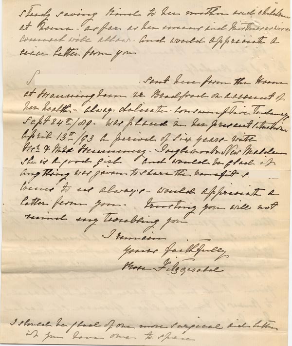 Large size image of Case 795 5. Letter from Rose Fitzgerald describing A's good and faithful service with the same family for ten years  April 1899
 page 2