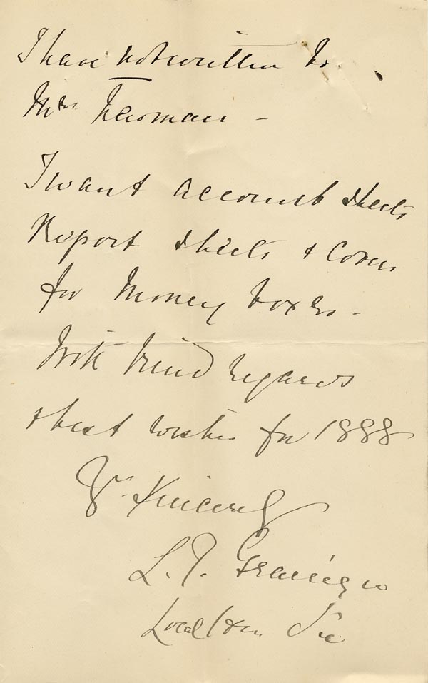 Large size image of Case 866 7. Letter from Miss Grainger suggesting C.  5 January 1888
 page 3