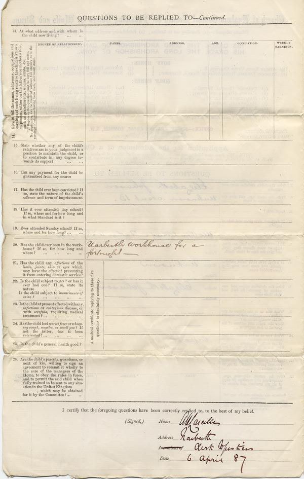 Large size image of Case 940 1. Application to Waifs and Strays' Society  6 April 1887
 page 2