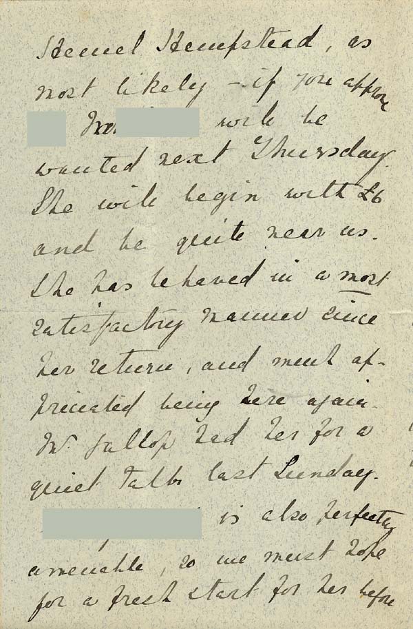 Large size image of Case 941 17. Letter about M. taking another place as a servant with reference to problems arising while she was at Harrow  17 May 1895
 page 2