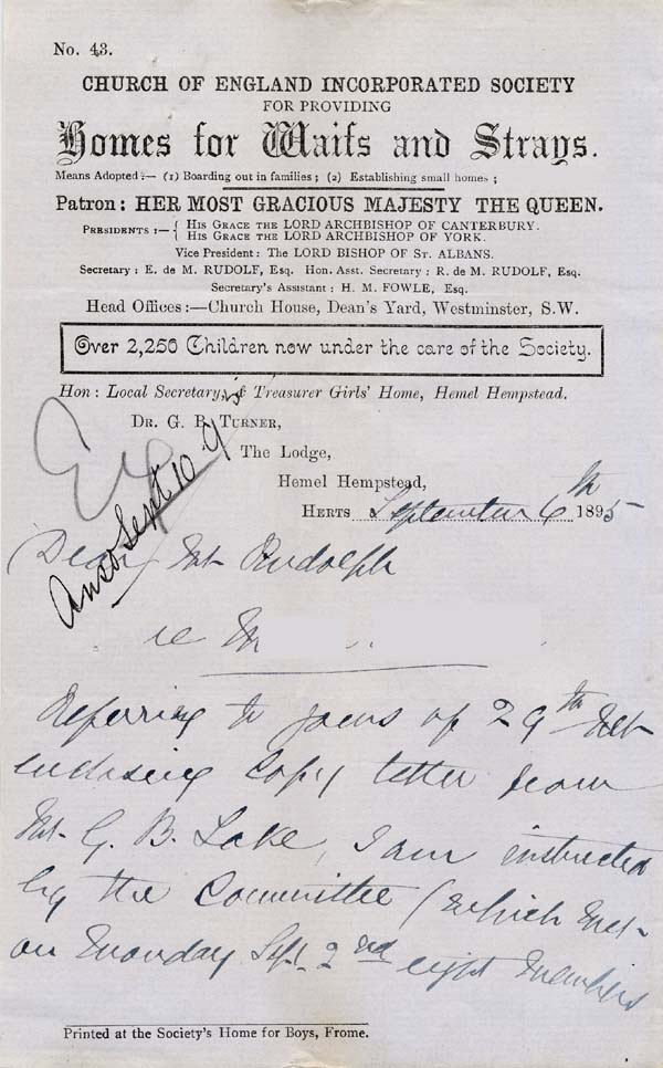 Large size image of Case 941 22. Letter from Hemel Hempstead about M's theft  6 September 1895
 page 1