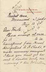 Image of Case 942 7. Letter from Revd Edward Rudolf requesting that A. be sent to St Chad's, Far Headingley  12 August [1890]
 page 1
