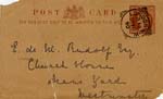 Image of Case 942 10. Card acknowledging A's arrival at 20 Blandford Square  16 September 1890
 page 1