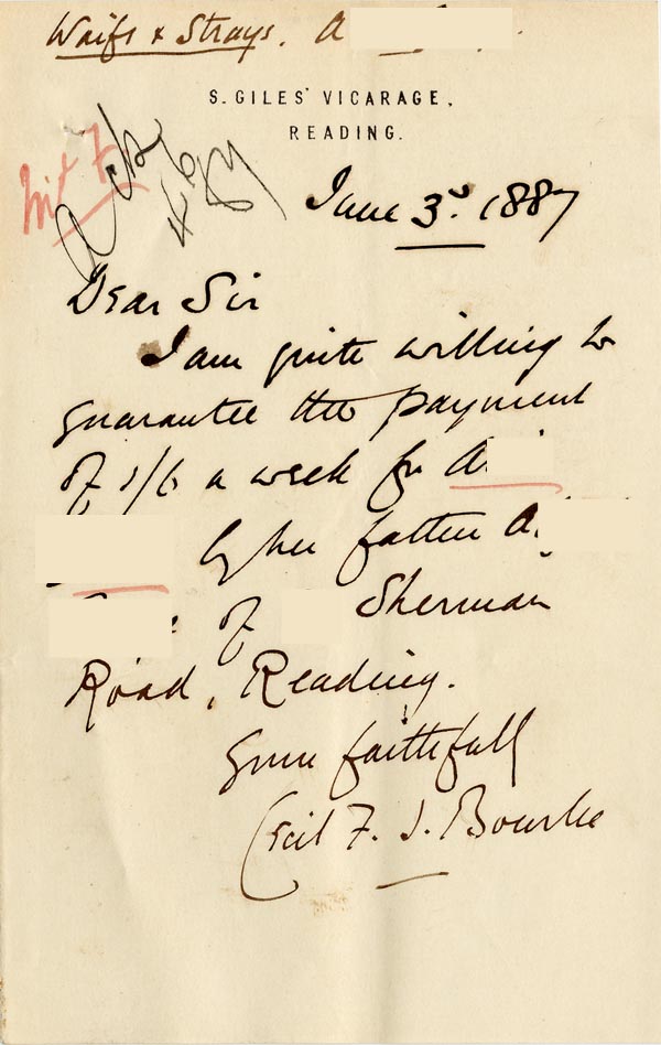 Large size image of Case 1024 10. Letter from Revd Bourke  3 June 1887
 page 1