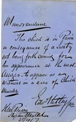 Image of Case 1024 2. Memorandum from HM Prison Shepton Mallet  28 April 1887
 page 1
