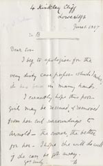 Image of Case 1047 2. Letter from Mrs H.  1 June 1887
 page 1