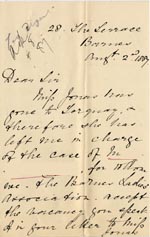 Image of Case 1106 4. Letter from the Barnes Ladies Association 2 August 1887
 page 1