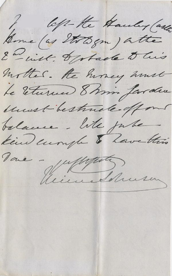 Large size image of Case 1109 5. Letter from Mrs Johnson, Malvern and Worcester home 12 August 1889
 page 2