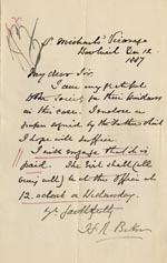 Image of Case 1180 4. Letter from Revd H.R. Baker St. Michaels' Vicarage 12 December 1887
 page 1