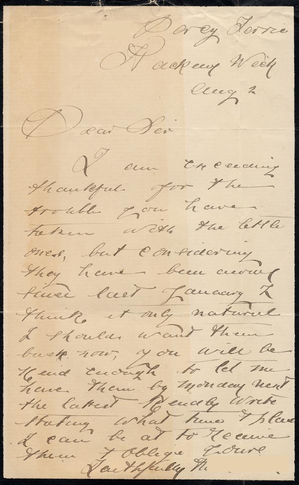 Large size image of Case 1214 13. Letter from A's brother c. 2 August 1888
 page 1