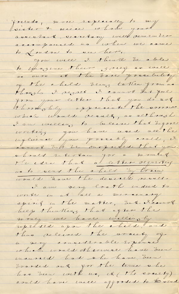 Large size image of Case 1214 15. Letter from adoptive father 20 August 1888
 page 2