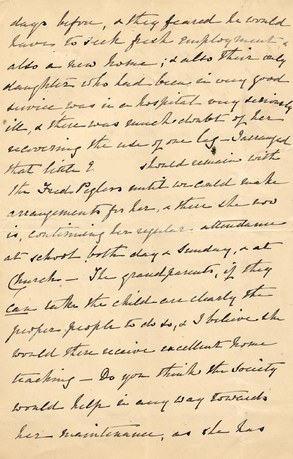 Large size image of Case 1294 6. Letter from Mrs Bere to Revd Edward Rudolf  6 November 1895
 page 3