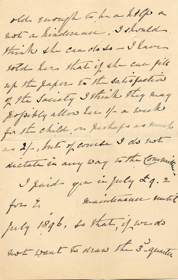 Large size image of Case 1294 7. Letter from Mrs Bere to Revd Edward Rudolf  12 November 1895
 page 3